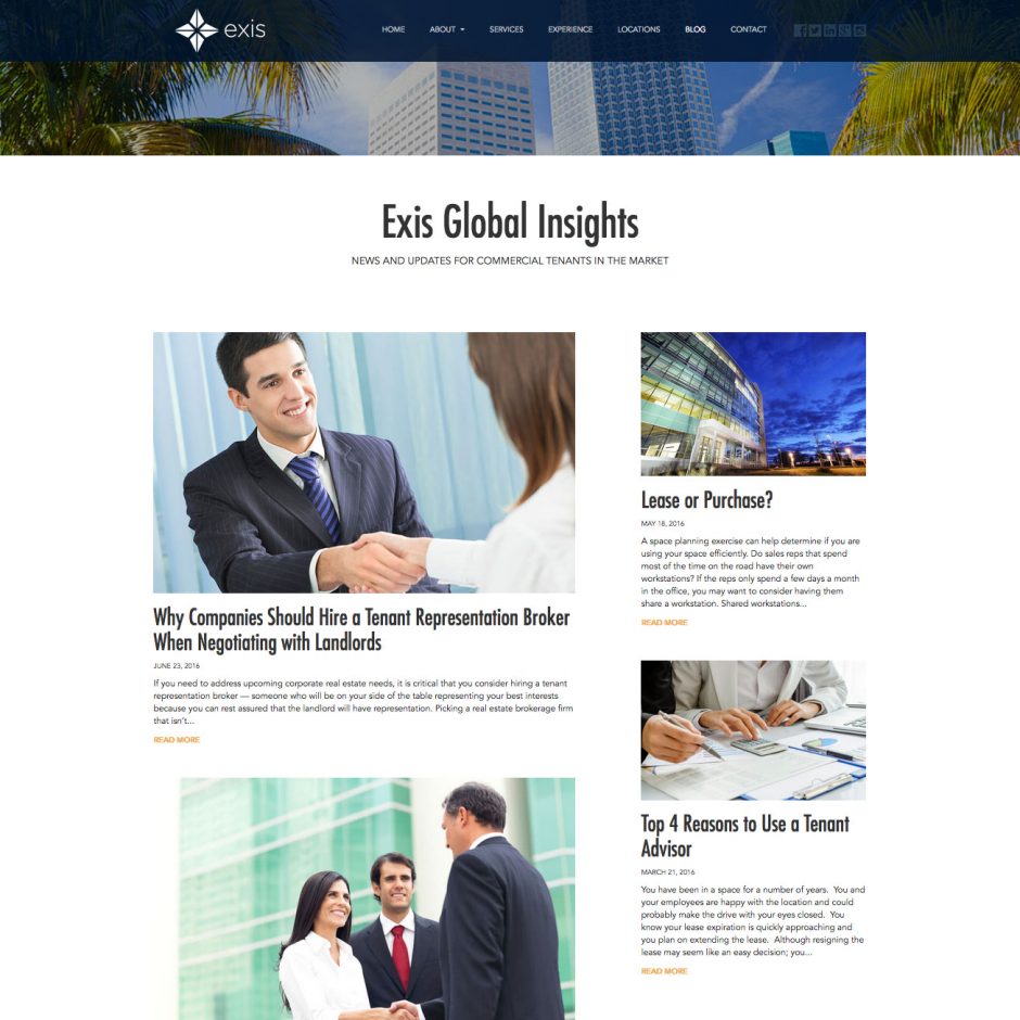 Exis website design by Ashley Lewis