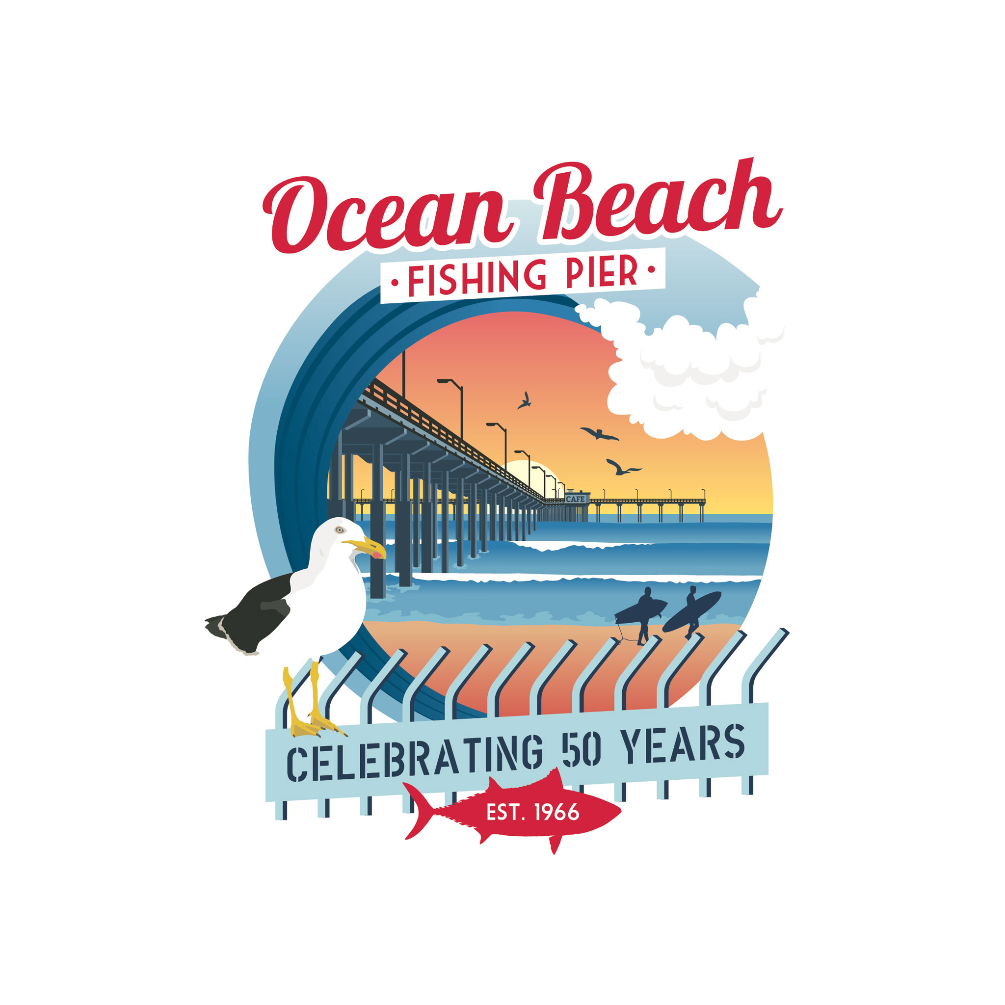 OB Pier 50th Anniversary logo by Ashley Lewis