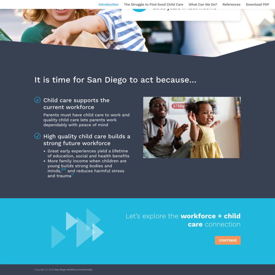 Workforce + Childcare website screenshot